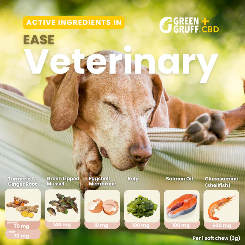Green Gruff EASE Joint & Hip Veterinary CBD Chews for Dogs – 60ct
