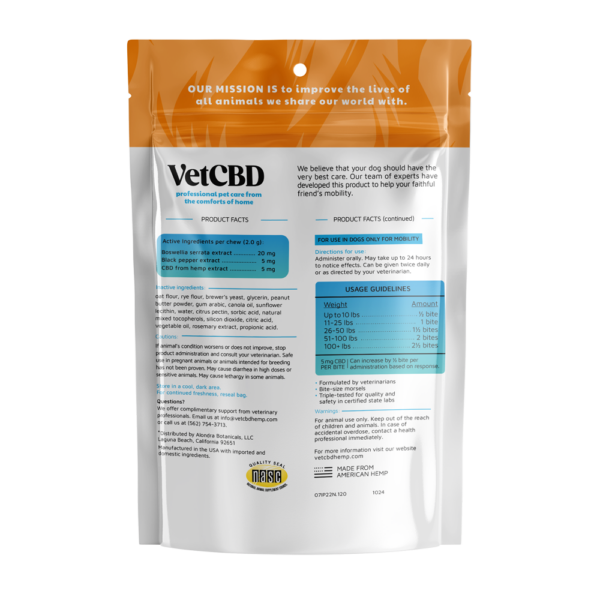 VetCBD Mobility Soft Chews for Dogs - CBD Joint Support | Broad Spectrum