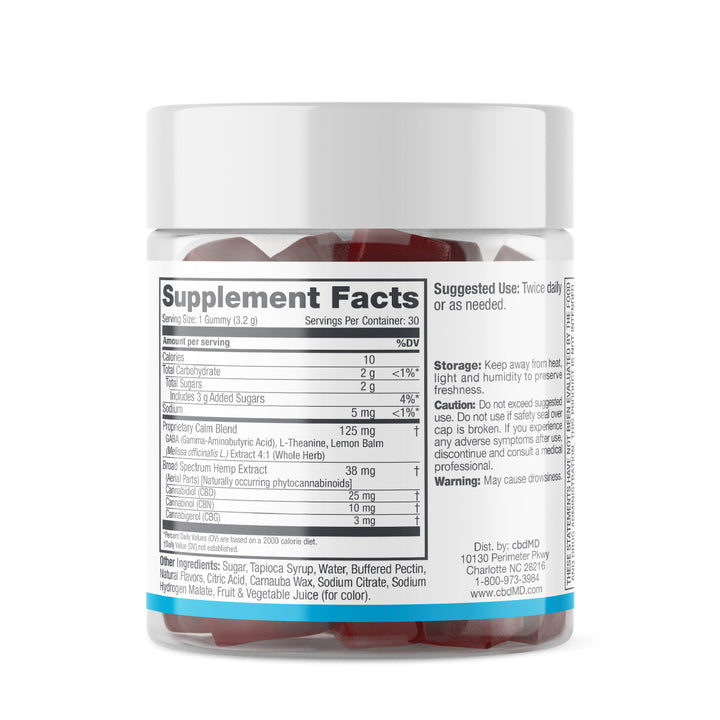 cbdMD Calming Broad Spectrum CBD Gummies (750 mg/30 Ct.) - Raspberry
