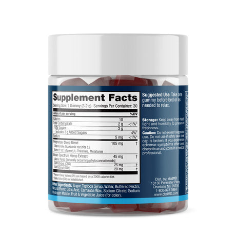 cbdMD Broad Spectrum Hemp Sleep Gummies - 750 mg/30 Ct. | Two Flavors