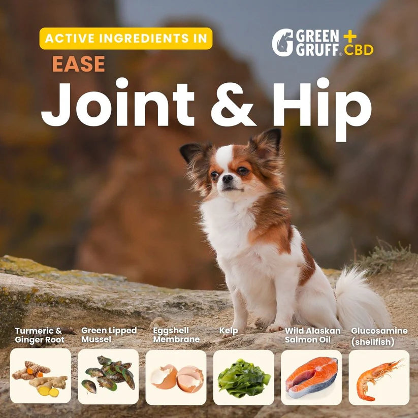 Green Gruff CBD Ease Joint & Hip Chews for Dogs - 90 & 24 Count