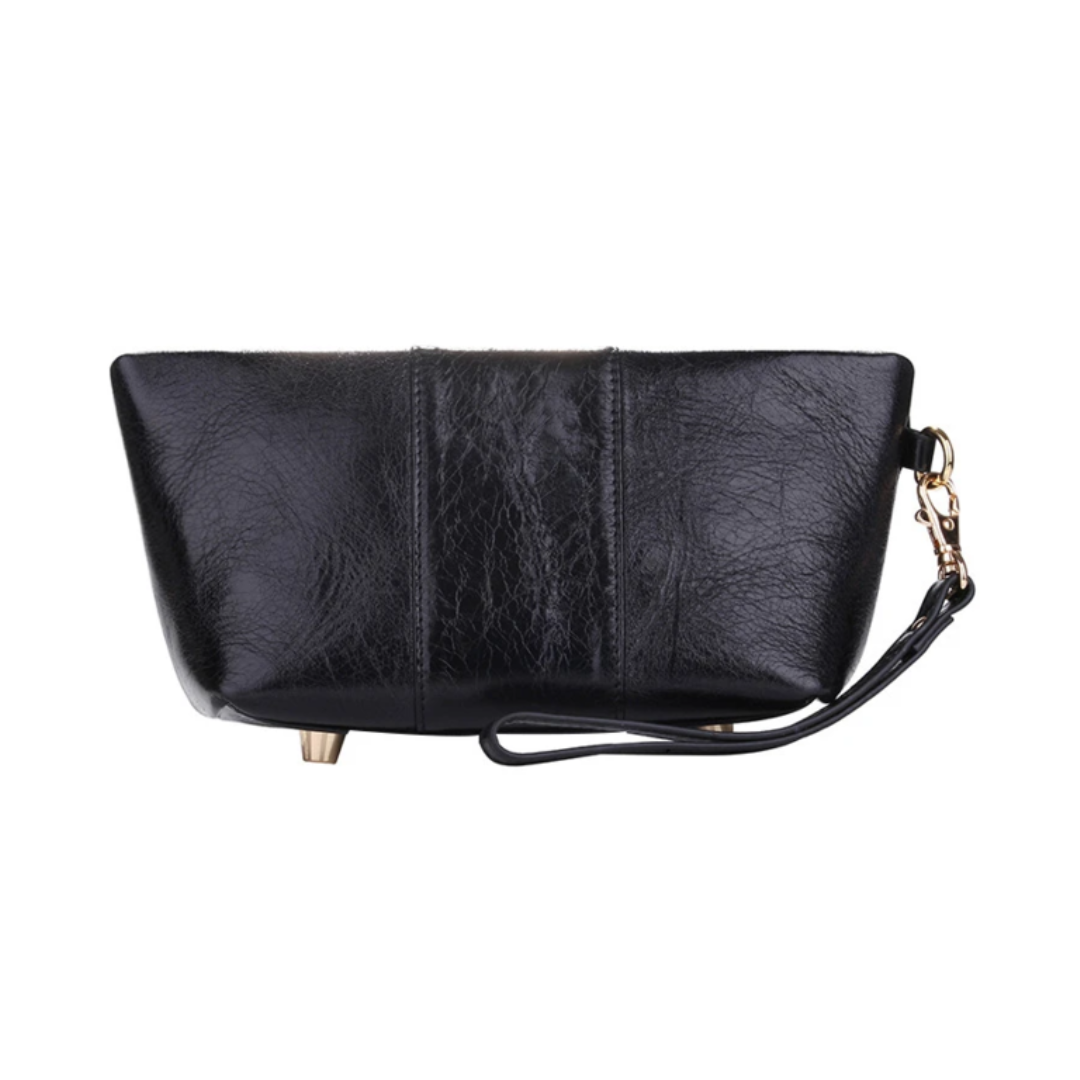 Erbanna Smell Proof Clutch w/ Strap - Kimberly - Black Leather (LAST FEW!)