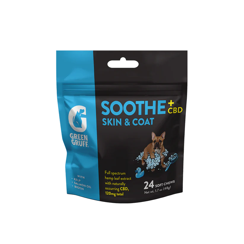 Green Gruff SOOTHE Skin & Coat CBD Chews for Dogs – 90 & 24 Count