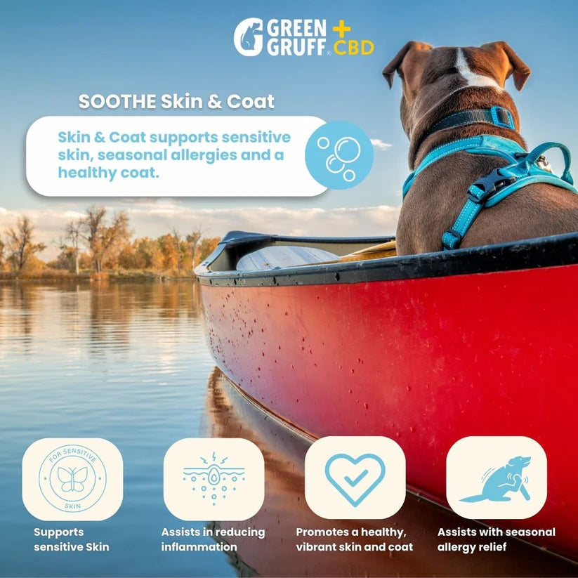 Green Gruff SOOTHE Skin & Coat CBD Chews for Dogs – 90 & 24 Count