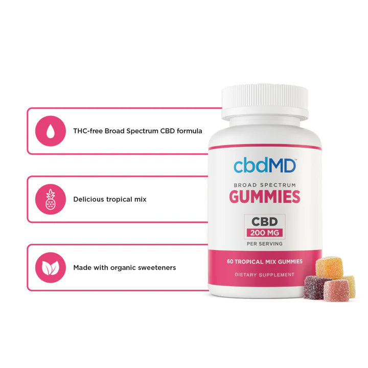 cbdMD Broad Spectrum CBD Oil Gummies - Tropical Mix