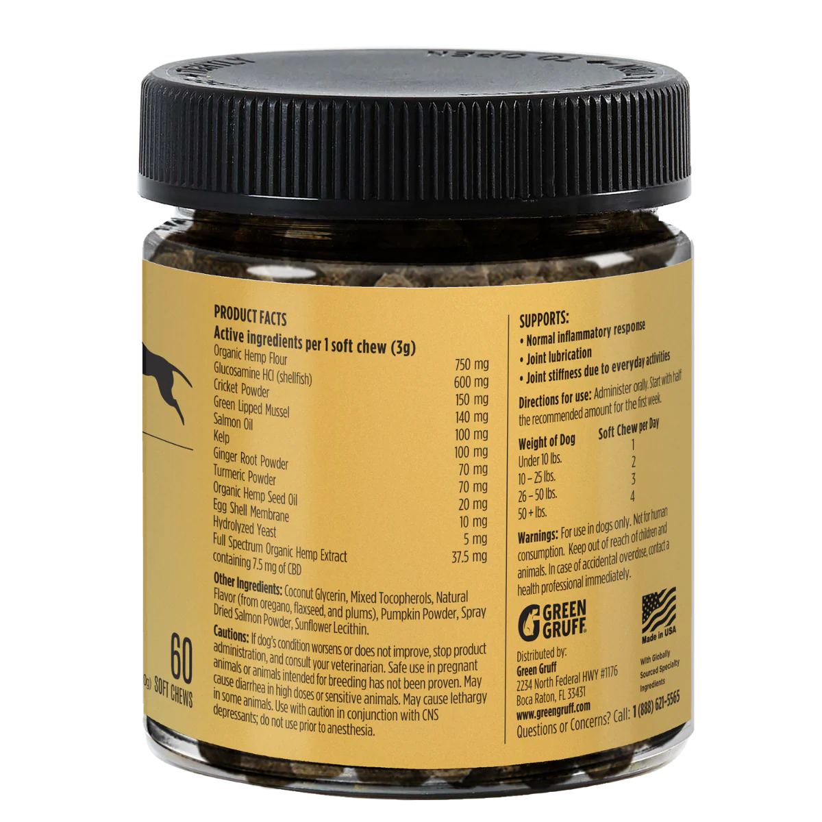 Green Gruff EASE Joint & Hip Veterinary CBD Chews for Dogs – 60ct