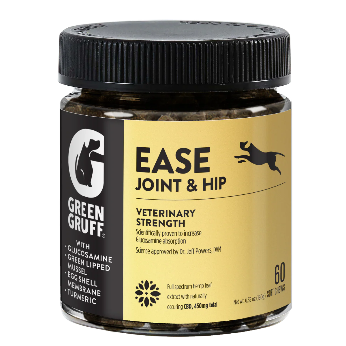 Green Gruff EASE Joint & Hip Veterinary CBD Chews for Dogs – 60ct