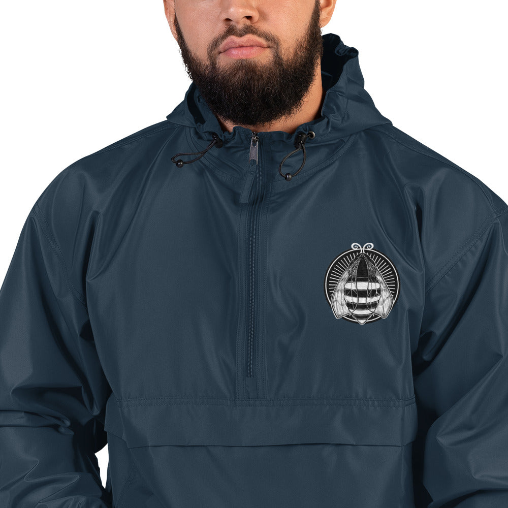 Embroidered Champion Packable Hooded Jacket - Weather Resistant | Hive Bee Logo