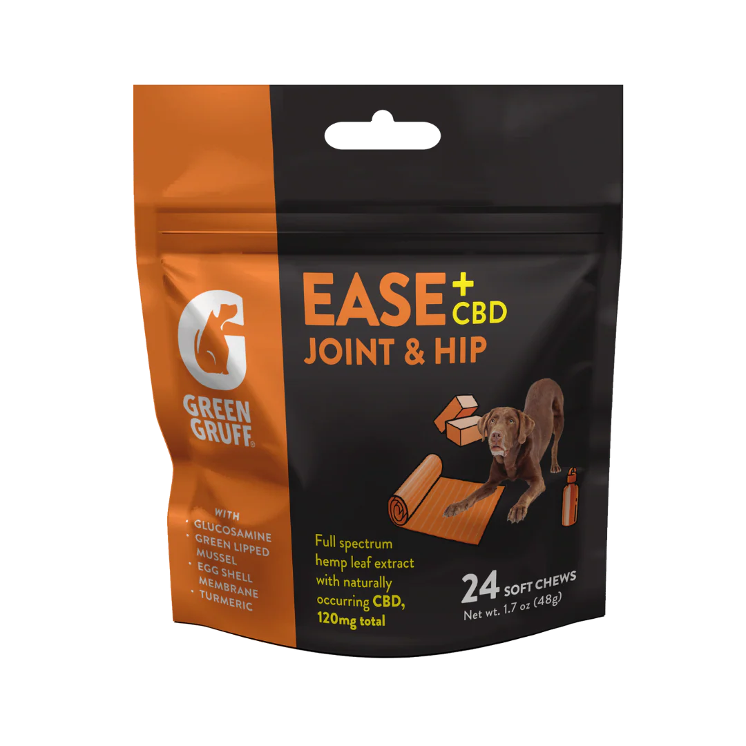 Green Gruff CBD Ease Joint & Hip Chews for Dogs - 90 & 24 Count