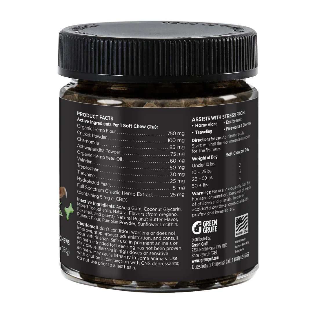 Green Gruff RELAX Calming CBD Chews for Dogs – 90 & 24 Count