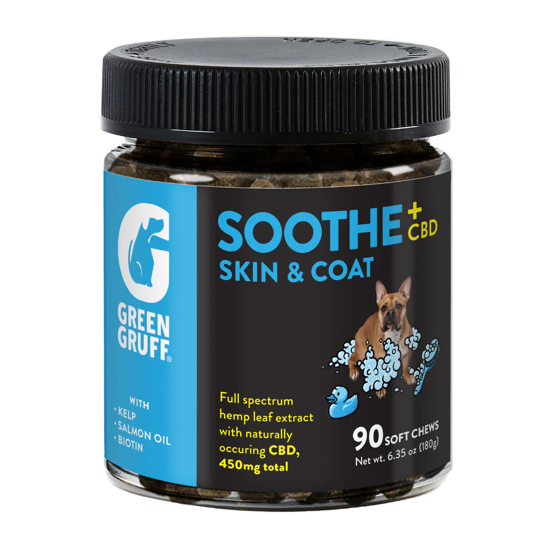 Green Gruff SOOTHE Skin & Coat CBD Chews for Dogs – 90 & 24 Count
