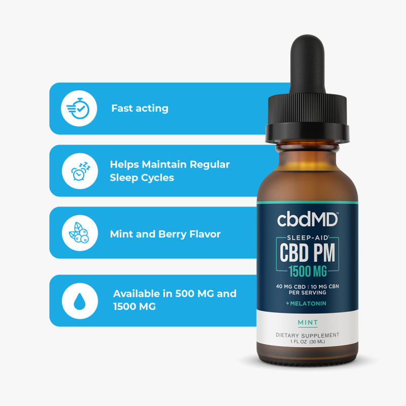 cbdMD Broad Spectrum CBD PM Oil Tincture - 30mL