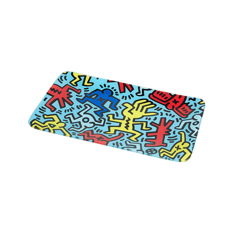 K. Haring Rolling Tray by Higher Standards - Artistic Glass Tray in Multiple Designs