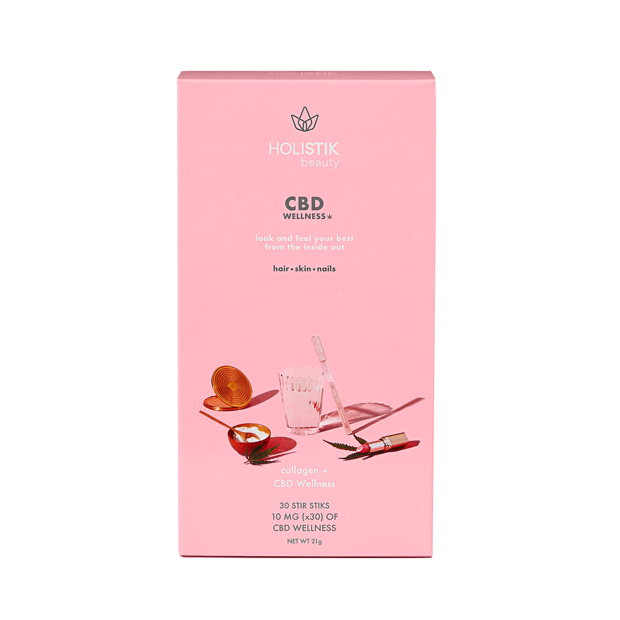 HOLISTIK CBD Drink Mix Beauty – all-natural CBD drink mix stick designed for glowing skin and wellness