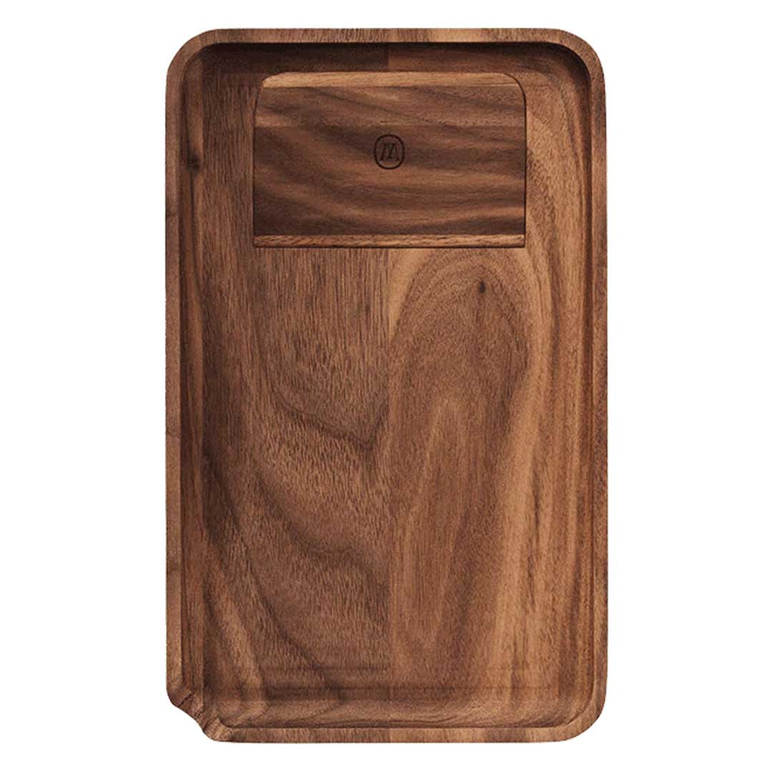 Marley Natural Black Walnut Rolling Tray Catch All with Wooden Scrapper