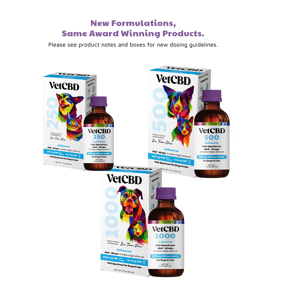 VETCBD Hemp Oil in packaging with product label close-up ā A detailed shot of the product packaging and bottle label, emphasizing the hemp oil's natural, pet-safe ingredients. All variants