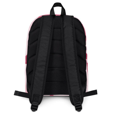 Green Bee Life White Backpack with Pink Heart and Hemp Leaf Design.