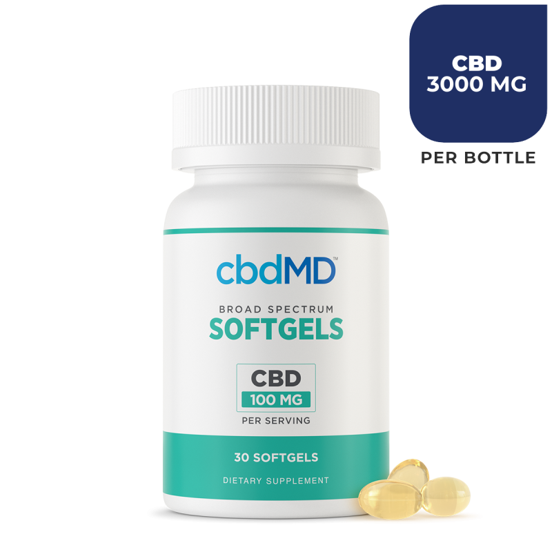 cbdMD Broad Spectrum CBD Oil Softgel Capsules - 30 Count