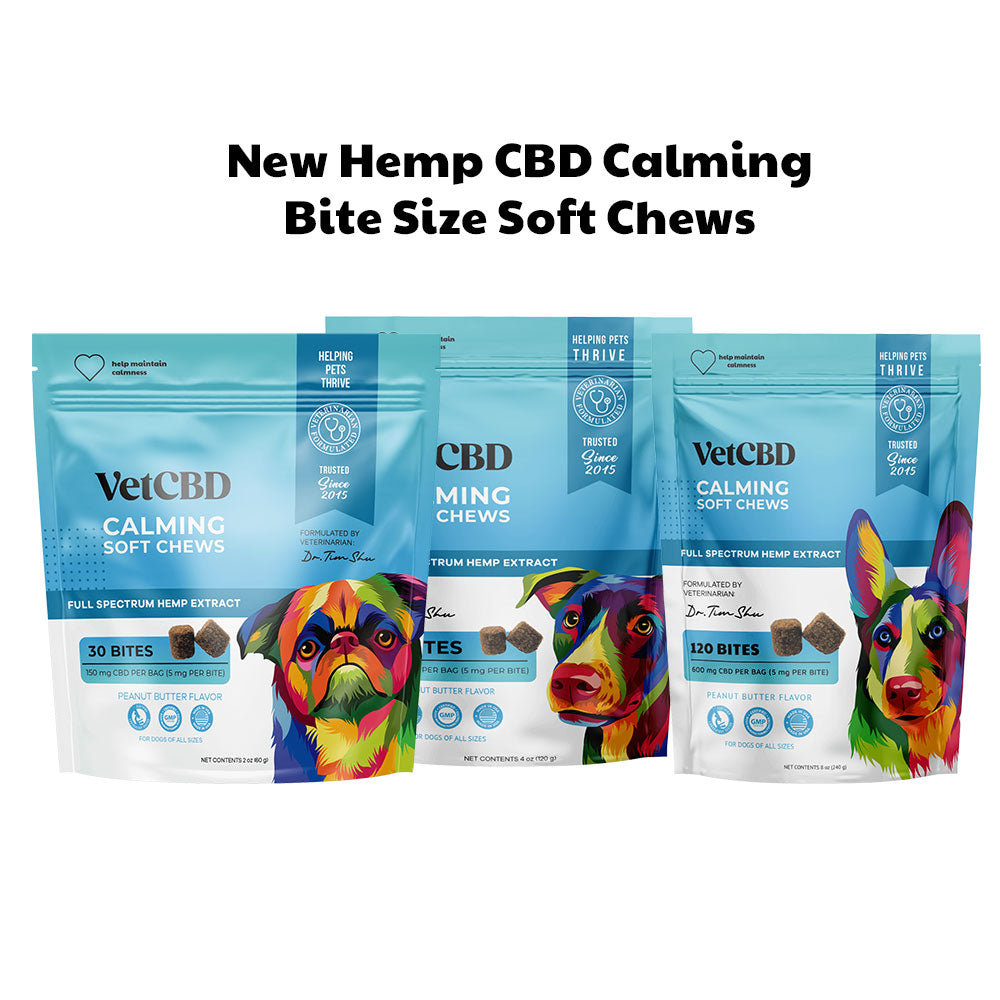 VetCBD Hemp Calming Soft Chews For Dogs - Peanut Butter | 5mg Per Treat (Broad Spectrum)