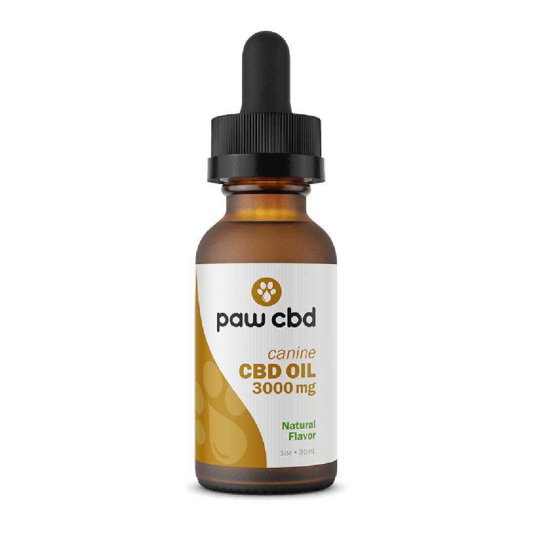 Close-up shot of the label on Paw CBD Oil for Dogs, highlighting the premium quality and CBD potency details