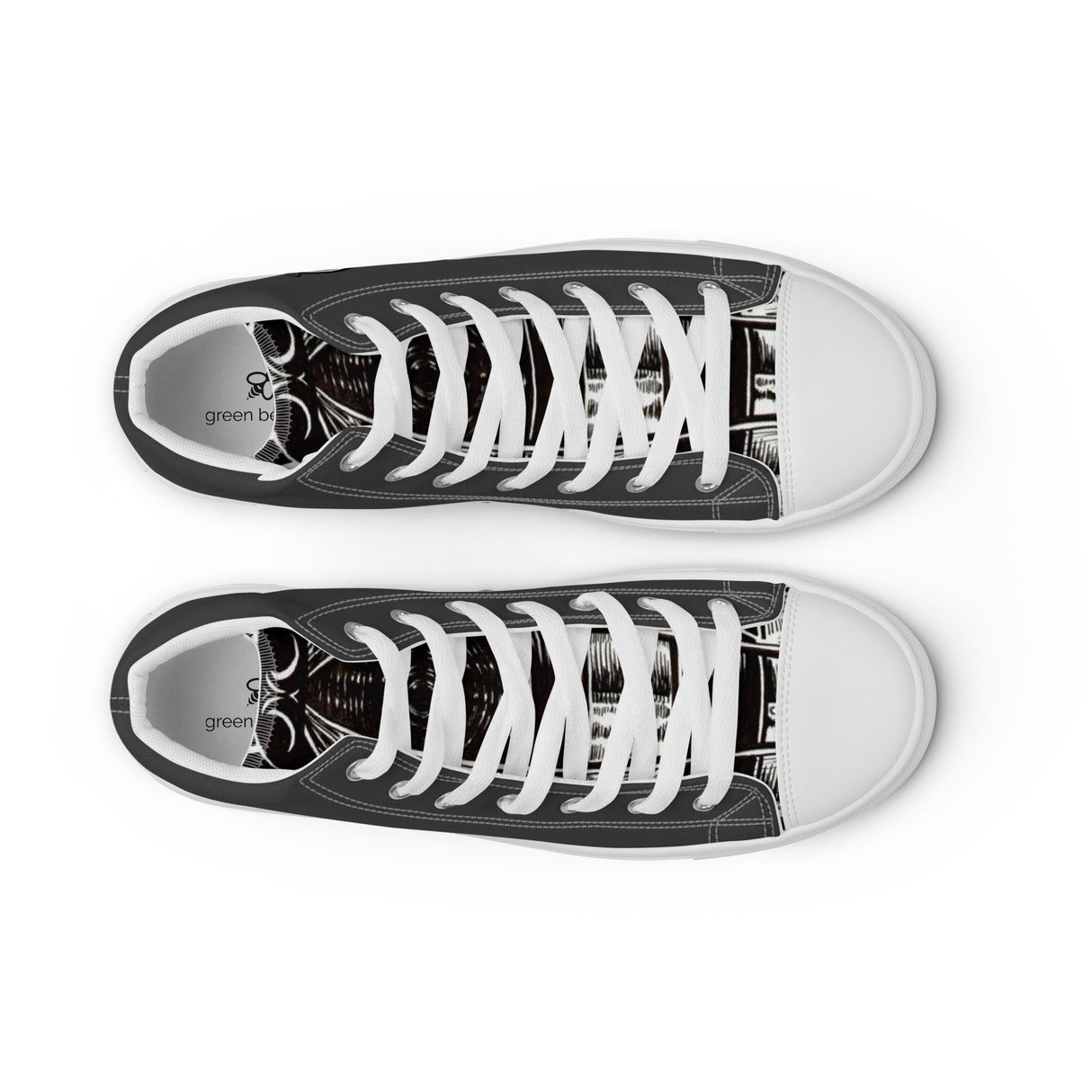 Men’s High Top Canvas Sneaker with Hive Bee Print in Black and White