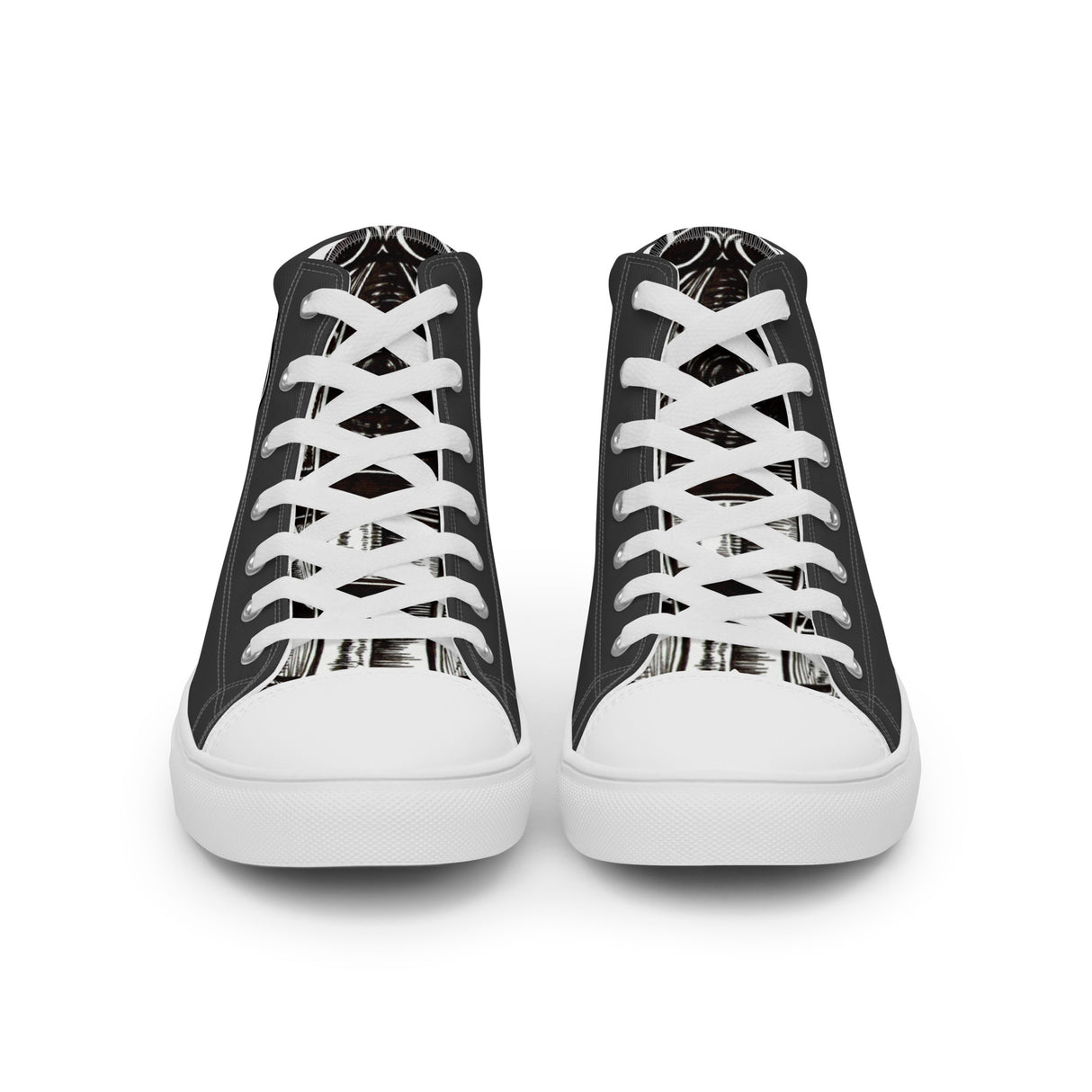 Men’s High Top Canvas Sneaker with Hive Bee Print in Black and White