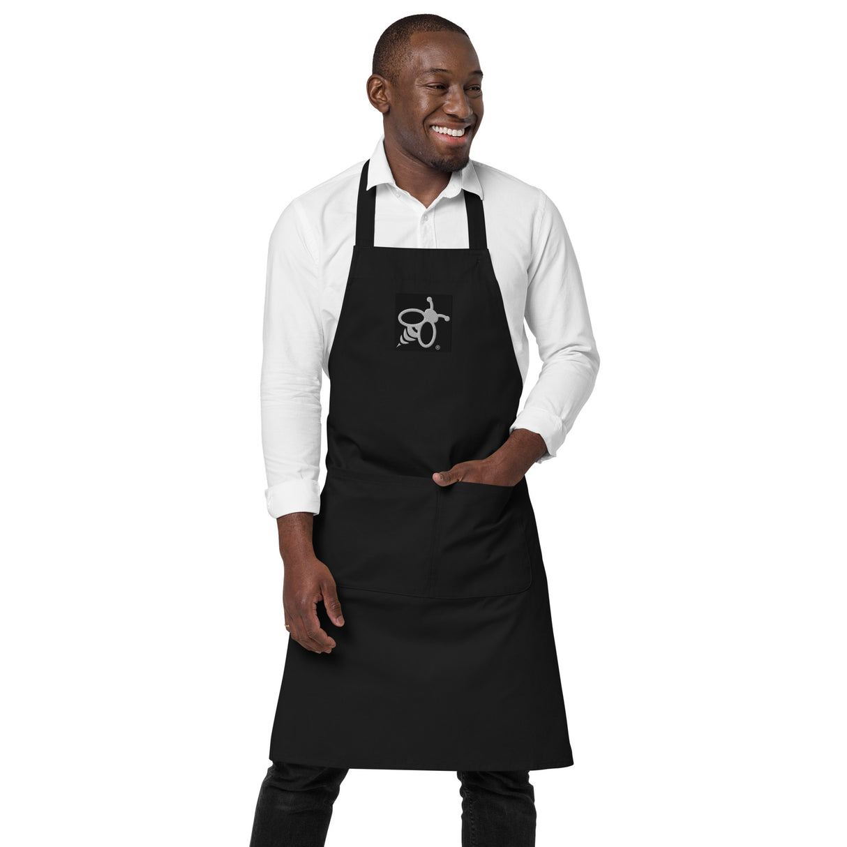 Chef's Apron - Organic Cotton with Embroidered Bee Emblem