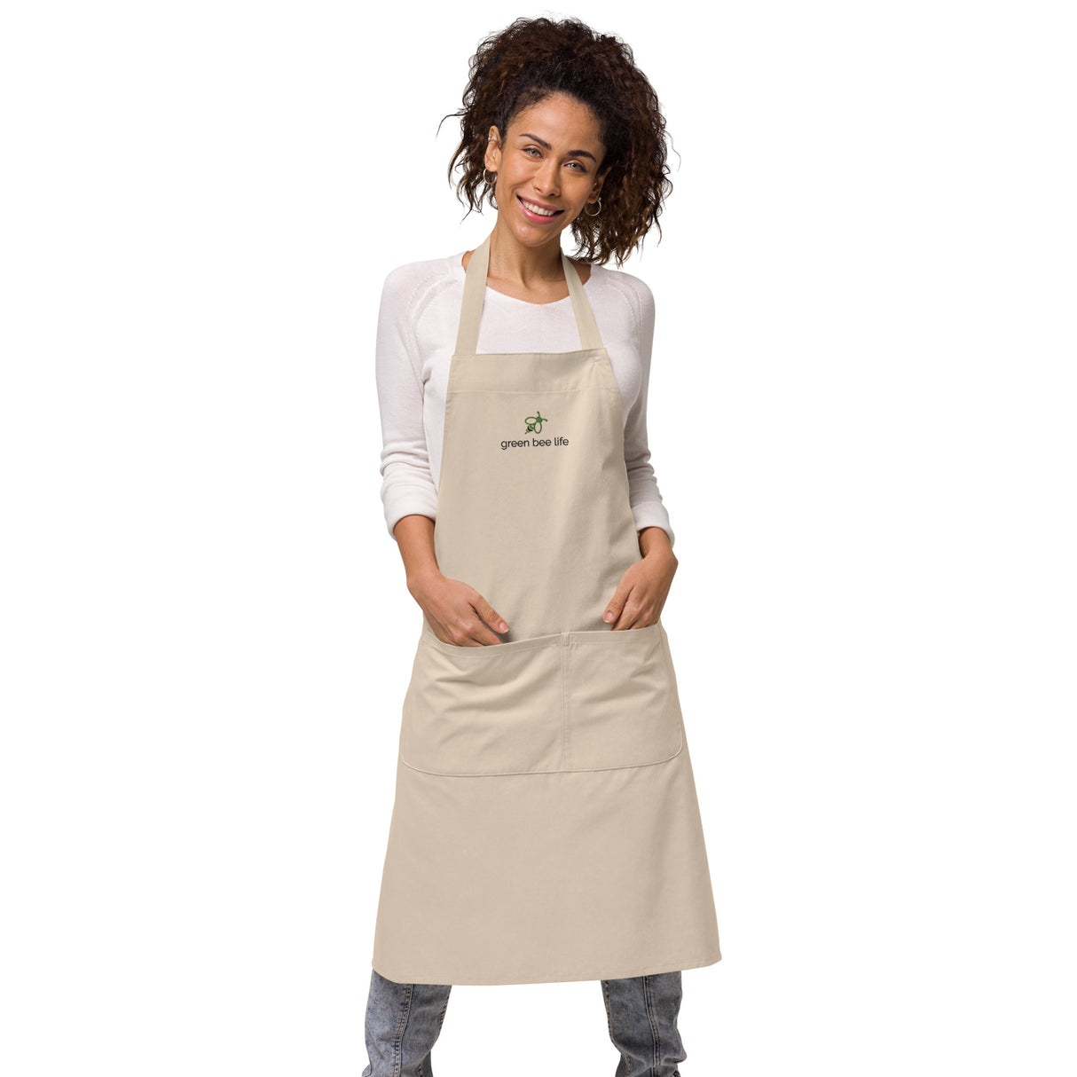 Chef's Apron - 100% Organic Cotton with Green Bee Life Logo