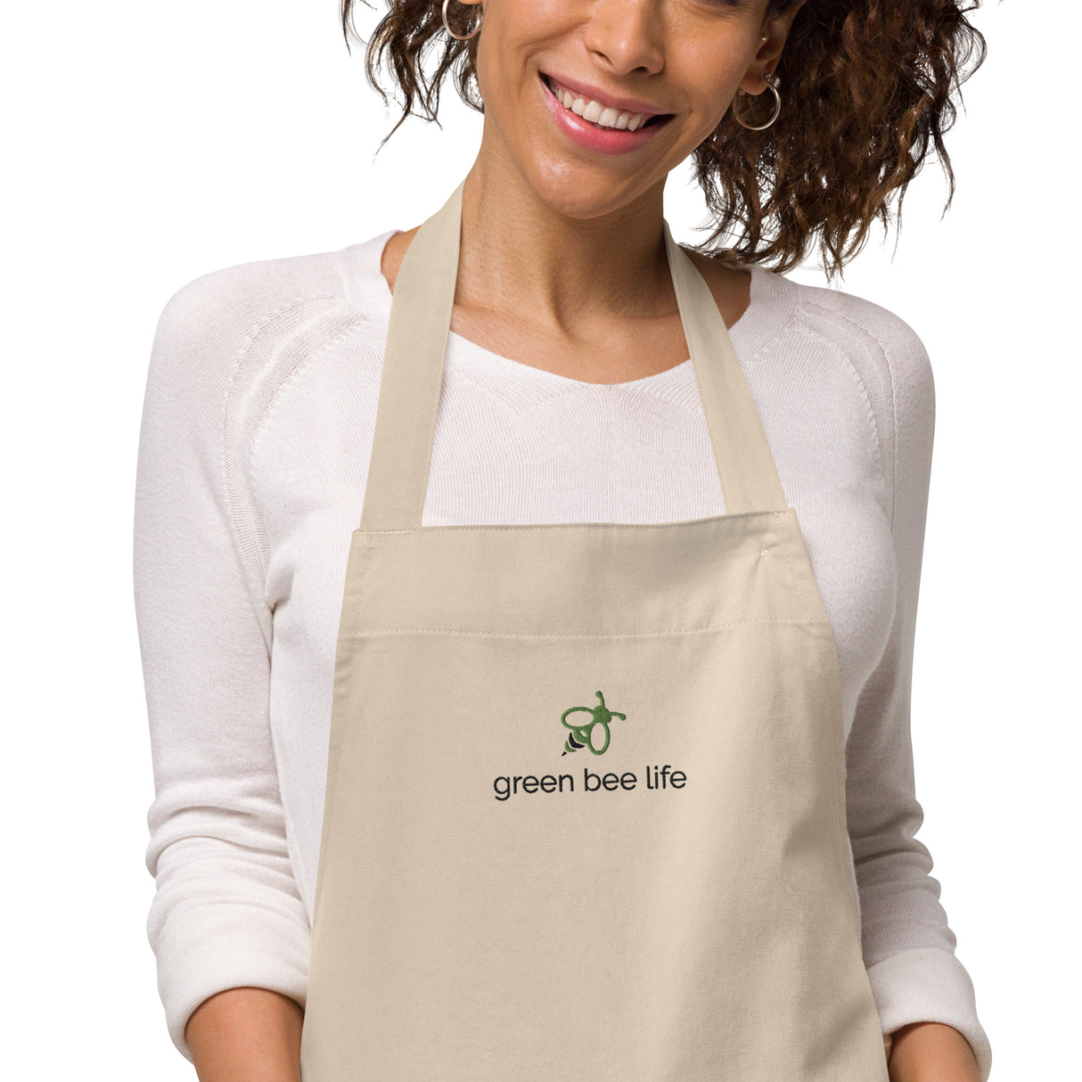 Chef's Apron - 100% Organic Cotton with Green Bee Life Logo