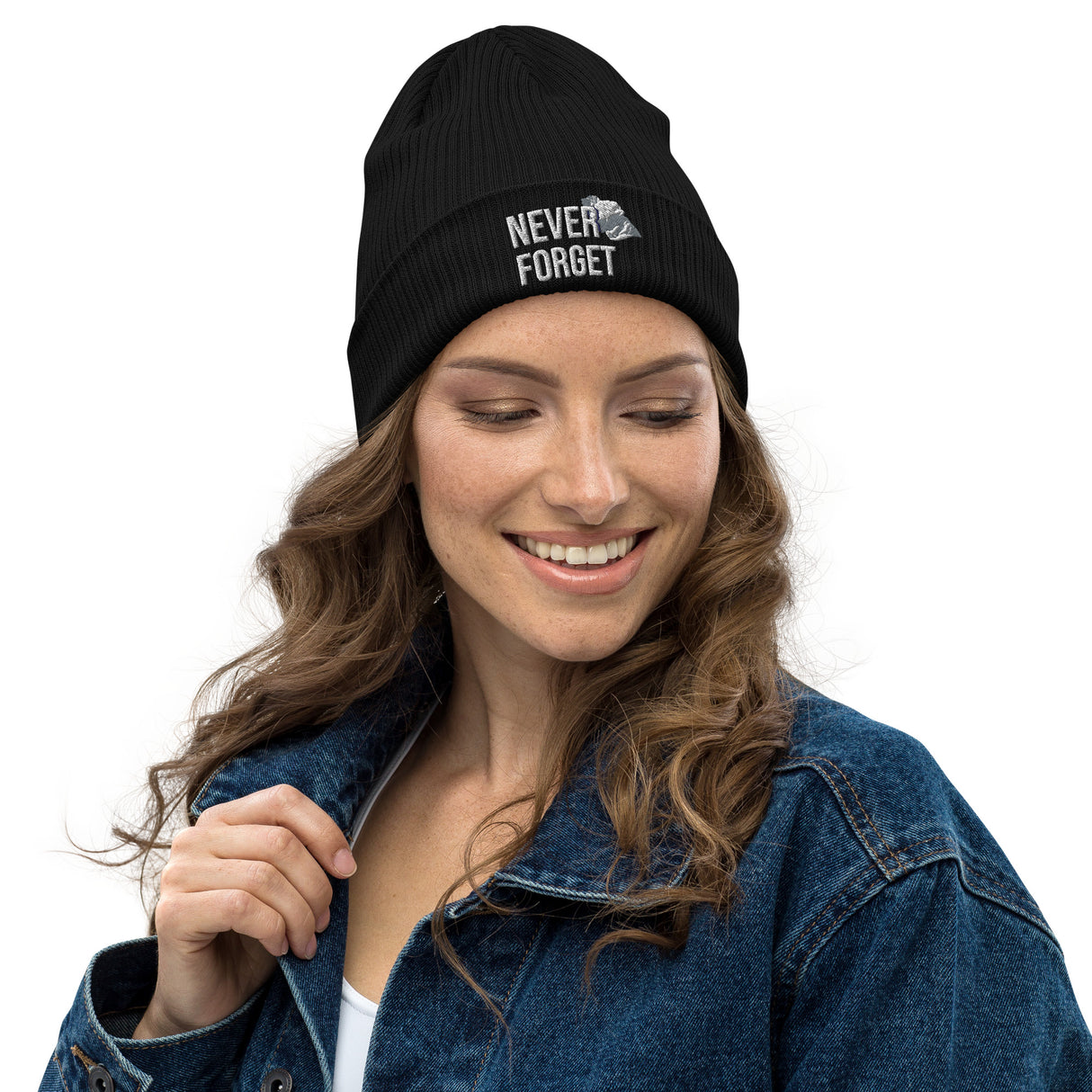 Beanie for Men and Women 100% Organic Cotton - Military Veteran Emblem | Never Forget