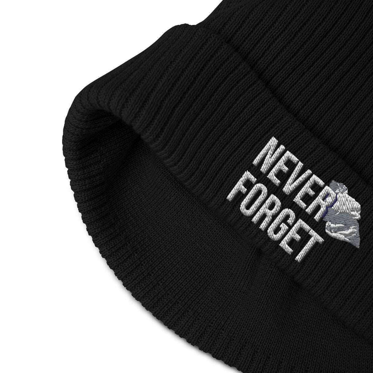 Beanie for Men and Women 100% Organic Cotton - Military Veteran Emblem | Never Forget