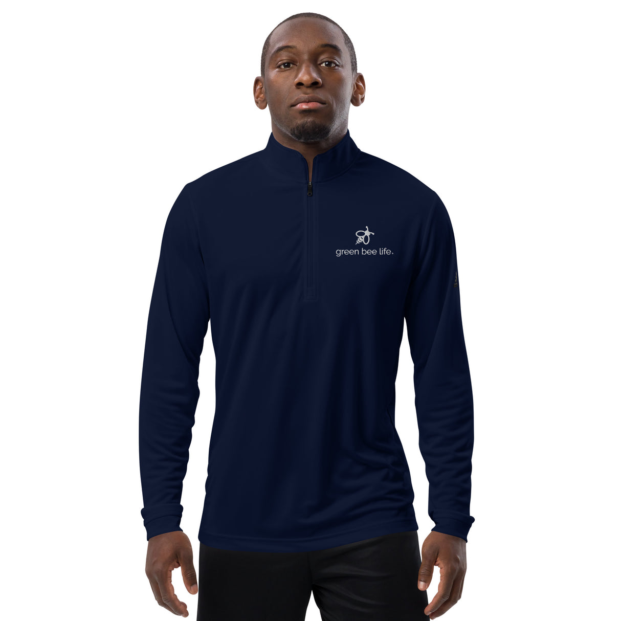 Adidas Men's Eco Friendly Quarter Zip Pullover with Bee Logo - UPF Protection Shirt