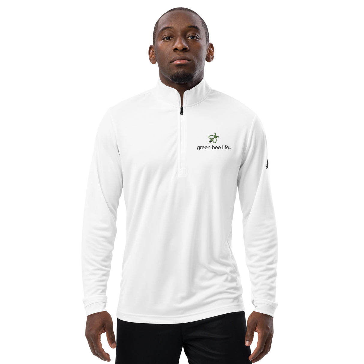 Adidas Men's Eco Friendly Quarter Zip Pullover with Bee Logo - UPF Protection Shirt