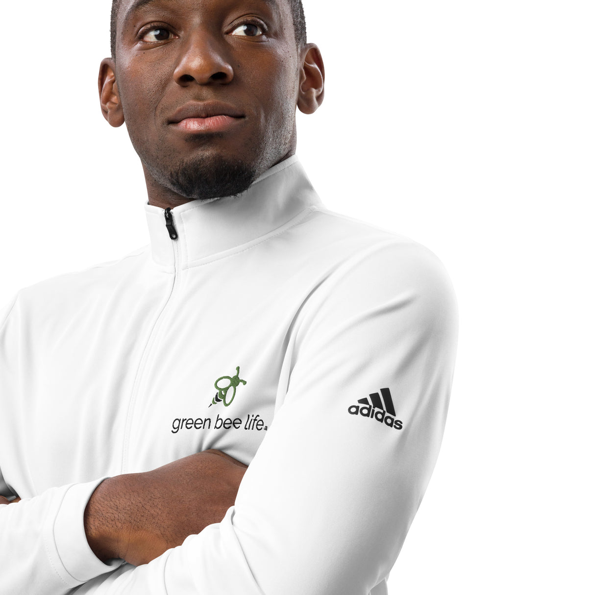 Adidas Men's Eco Friendly Quarter Zip Pullover with Bee Logo - UPF Protection Shirt