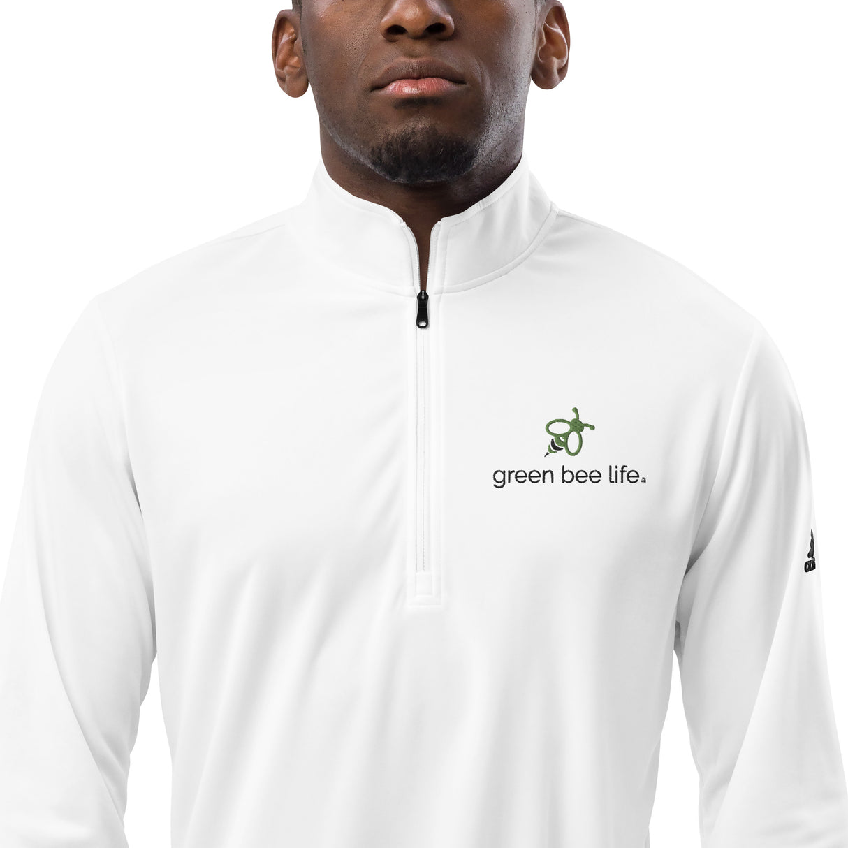 Adidas Men's Eco Friendly Quarter Zip Pullover with Bee Logo - UPF Protection Shirt