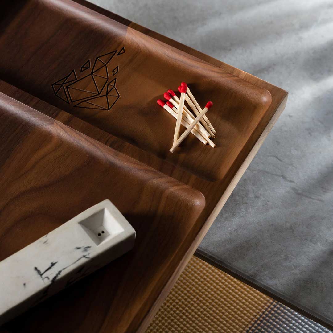 BRNT Designs Yaketa Wood Rolling Tray - Walnut