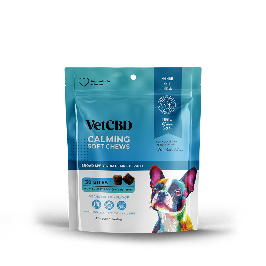 VetCBD Hemp Calming Soft Chews For Dogs - Peanut Butter | 5mg Per Treat (Broad Spectrum)