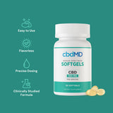 cbdMD Broad Spectrum CBD Oil Softgel Capsules - 30 Count