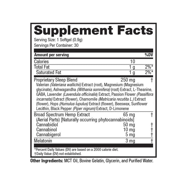 cbdMD Broad Spectrum CBD PM Softgel Capsules - 1500 mg (Per Bottle) | 30 Count