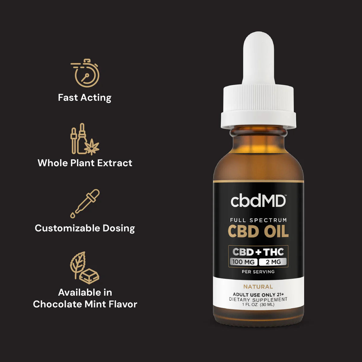 cbdMD Full Spectrum CBD Oil Tincture - Chocolate Mint | 30 ml