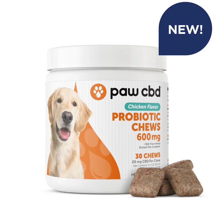 paw cbd Broad Spectrum CBD Dog Probiotic Chews & Treats – Chicken | 600mg (30 ct)