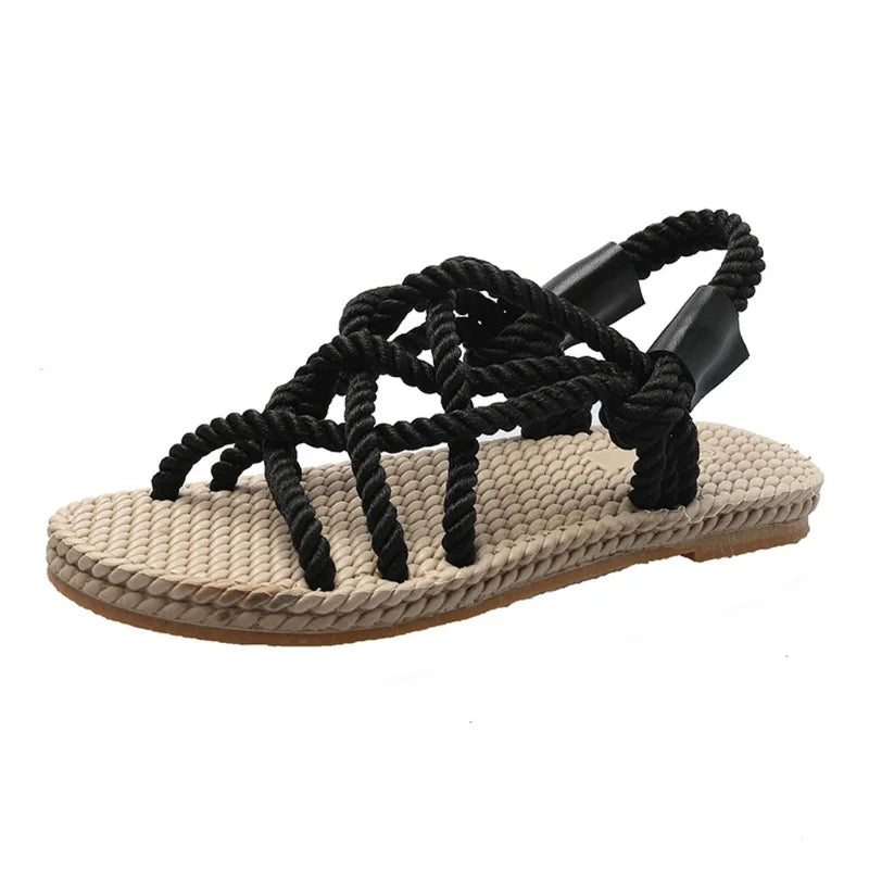 Braided Rope Sandals - Open Toe | Women's Slide Sandals