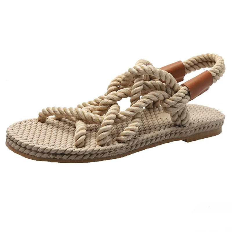 Braided Rope Sandals - Open Toe | Women's Slide Sandals