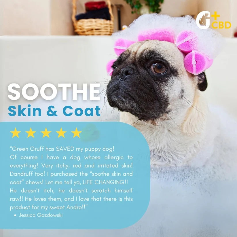 Green Gruff SOOTHE Skin & Coat CBD Chews for Dogs – 90 & 24 Count