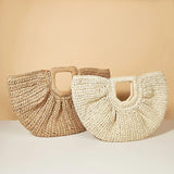 Half Moon Design Basket  Beach Straw Bag