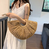 Half Moon Design Basket  Beach Straw Bag