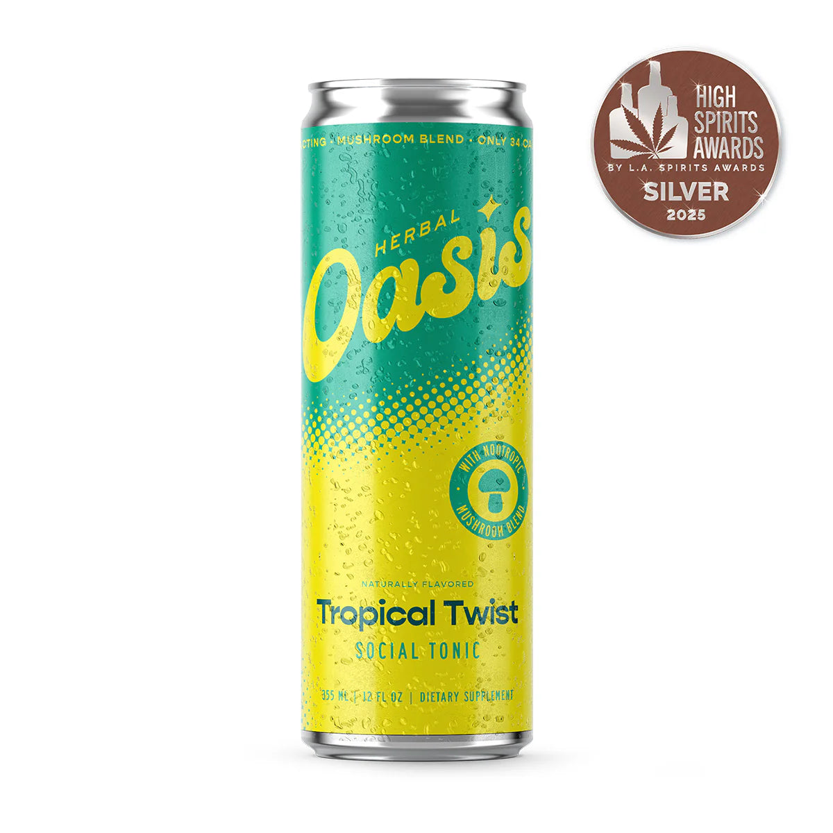 Herbal Oasis Social Tonic – Mushroom Blend | Tropical Twist by cbdMD (4, 12, 24 Pack)