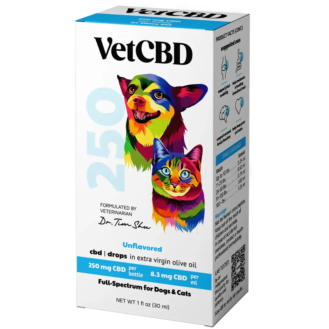VETCBD Hemp Oil for Pets bottle with dropper – premium hemp oil for pets with natural wellness benefits, available at Green Bee Life