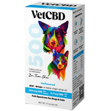 VETCBD Hemp Oil for Pets in packaging – A high-quality hemp oil bottle placed next to its sleek, eco-friendly packaging box, showcasing premium branding