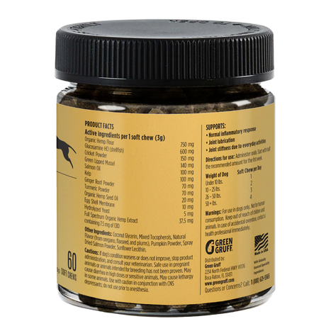 Green Gruff EASE Joint & Hip Veterinary CBD Chews for Dogs – 60ct